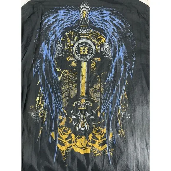 Eighty Eight Shirt Mens XXL Black Long Sleeve Cross - Picture 5 of 6